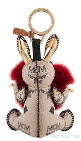 Printed Rabbit Heart Fur Charm