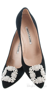 Black Hangisi Suede Pearl Pump
