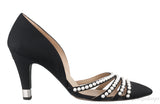Black D\'Orsay Pearl Pointed Heels