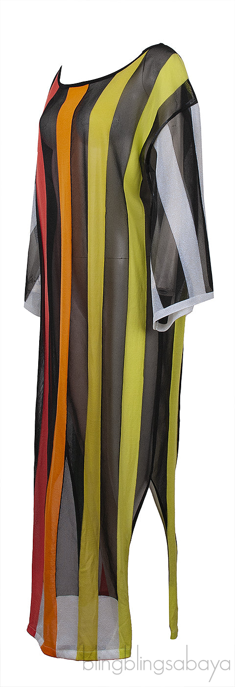Striped Knitted Sheer Maxi Dress