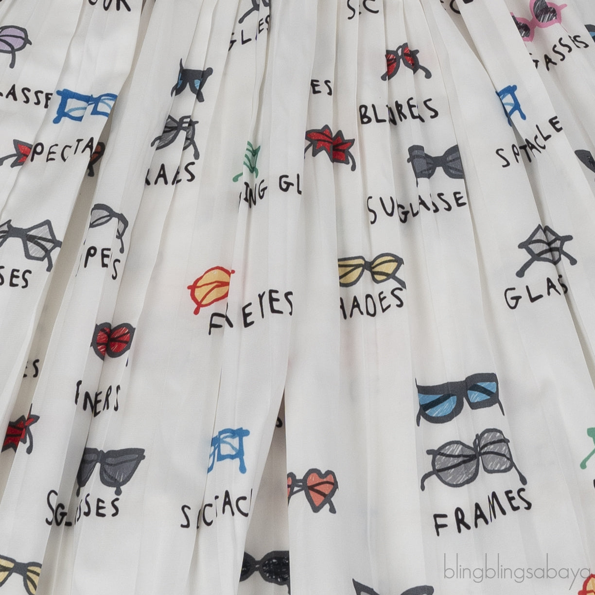 Beau Loves White Printed Pleated Kid Skirt