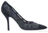 Black Mesh Monogram Sequin Heels