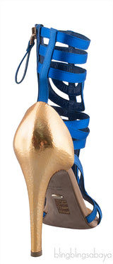 Blue Satin Strappy Gladiator Heels