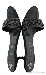 Black Crystal Mule Sandals