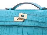 Kelly Cut Alligator Matte Bleu Paon