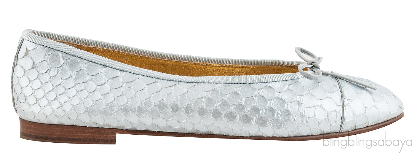 Silver Python Ballet Flat
