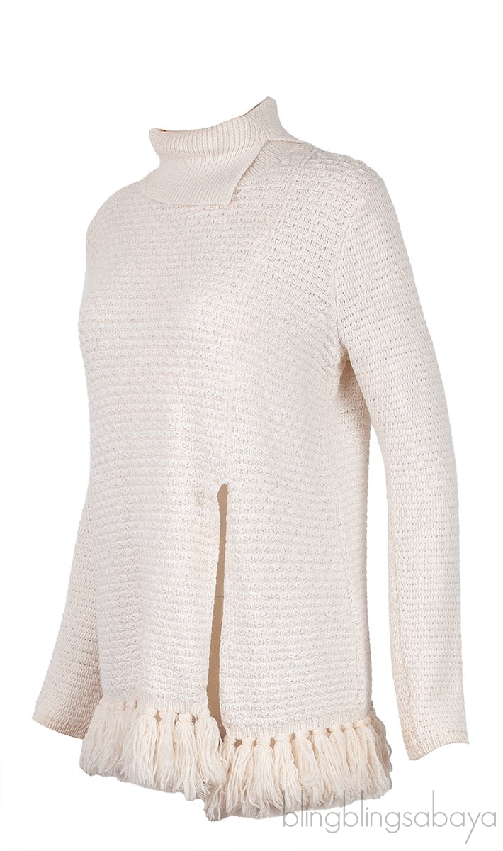 Off-White Knitted Fringed Trim Sweater