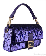 Baguette Purple Sequined Bag