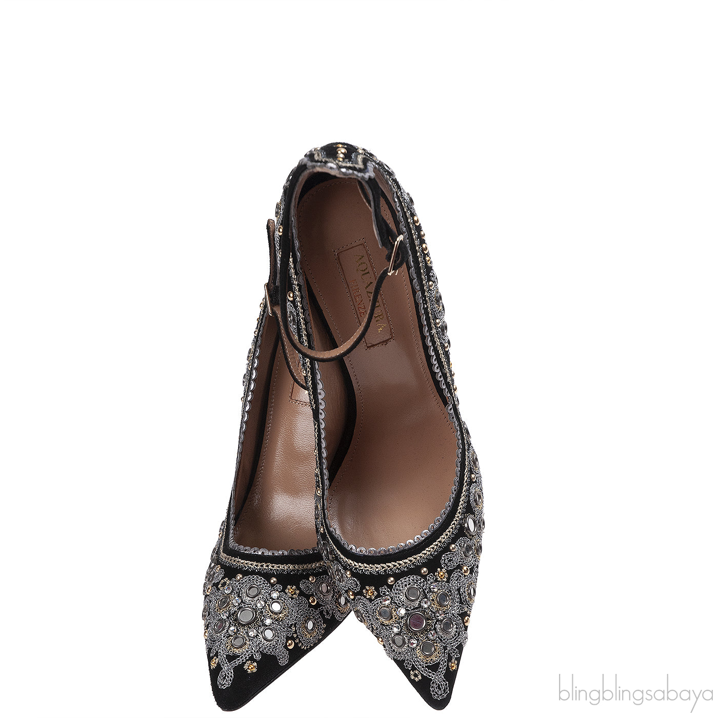 Aquazzura Black Embellished Jaipur Pumps