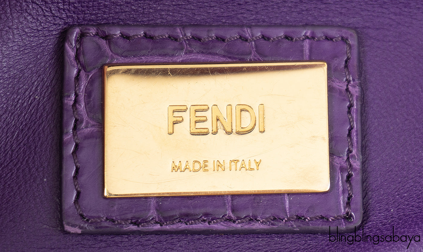 Fendi Purple Crocodile Medium Peekaboo GHW