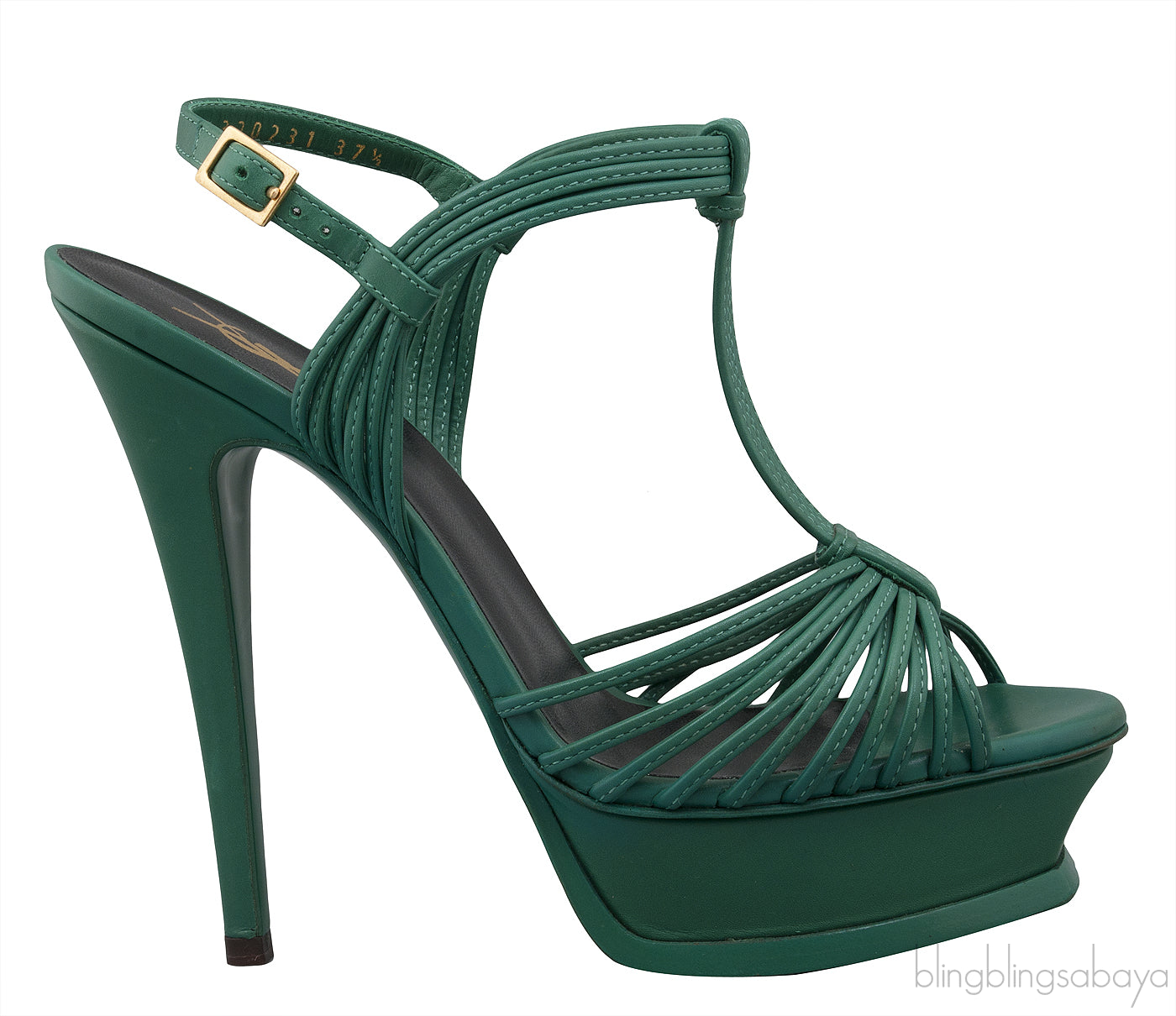 Green T Strap Slingback Heels
