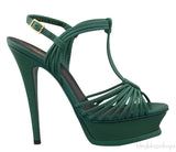 Green T Strap Slingback Heels