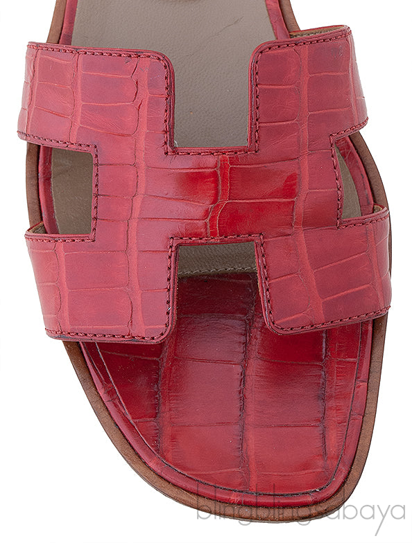 Oran Sandals Red Crocodile