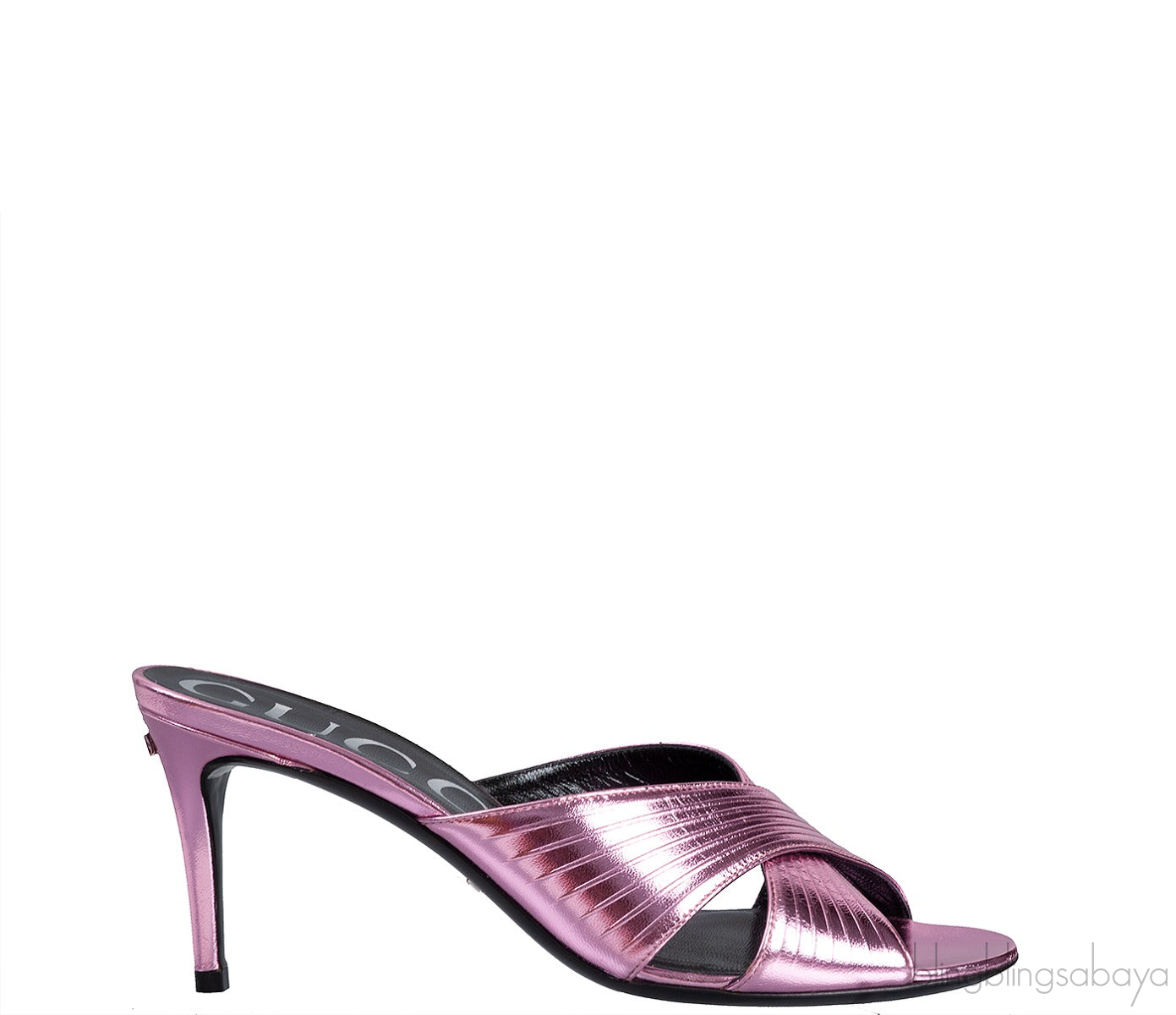 Gucci Criss-cross Metallic Pink Sandals