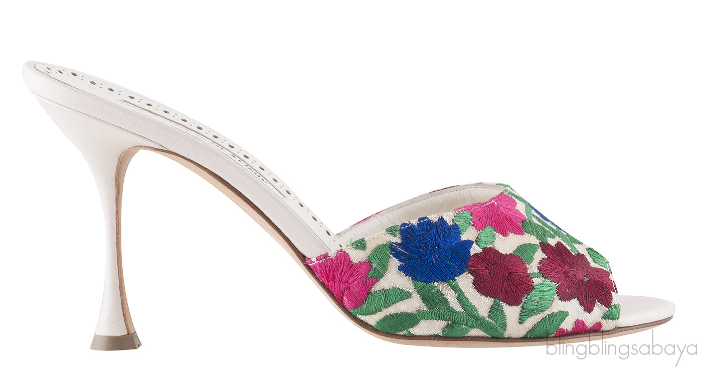 White Flower Embroidered Sandals