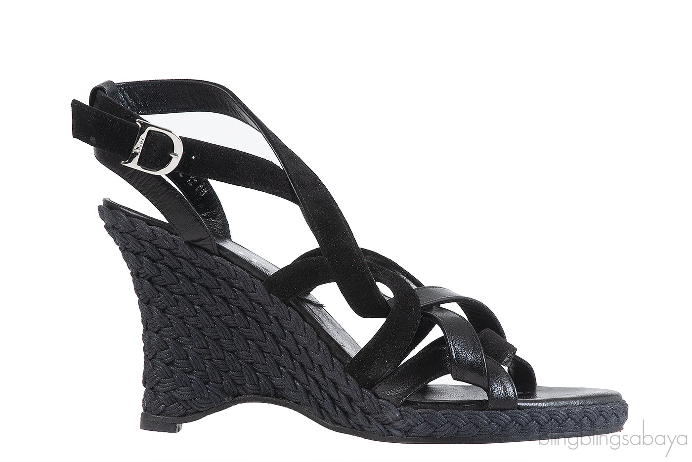 Christian Dior Black Wedge Strappy Heels