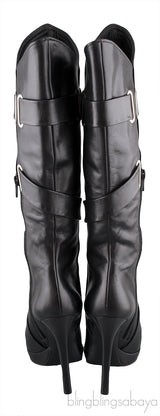 Black Leather Pointed Toe Boots