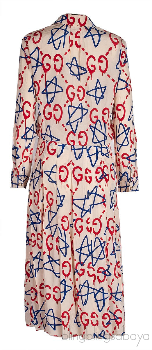 White GG Printed Shirt & Skirt