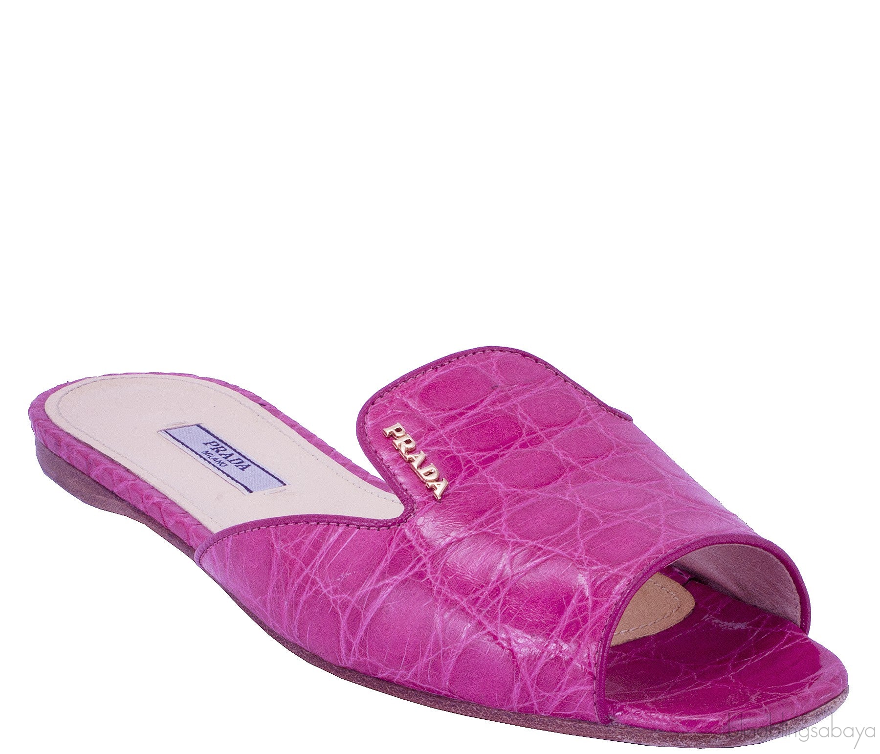 Fuchsia Croc Print Open Toe Slide