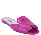 Fuchsia Croc Print Open Toe Slide