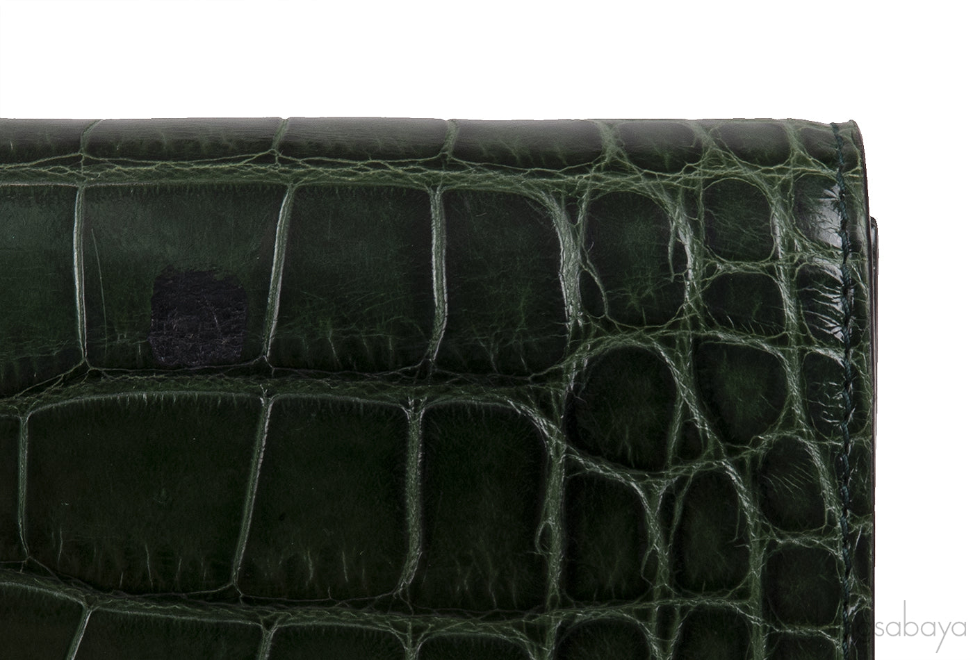 Crystal Embellished Horsebit Green Crocodile Mini Clutch
