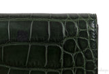 Crystal Embellished Horsebit Green Crocodile Mini Clutch