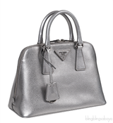 Silver Saffiano Promenade Top Handle Bag