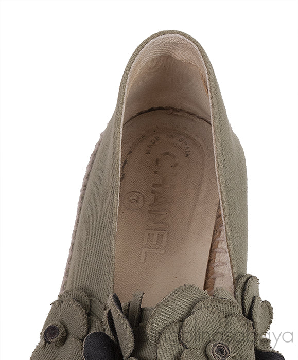 Army Green Camellia Canvas Espadrille