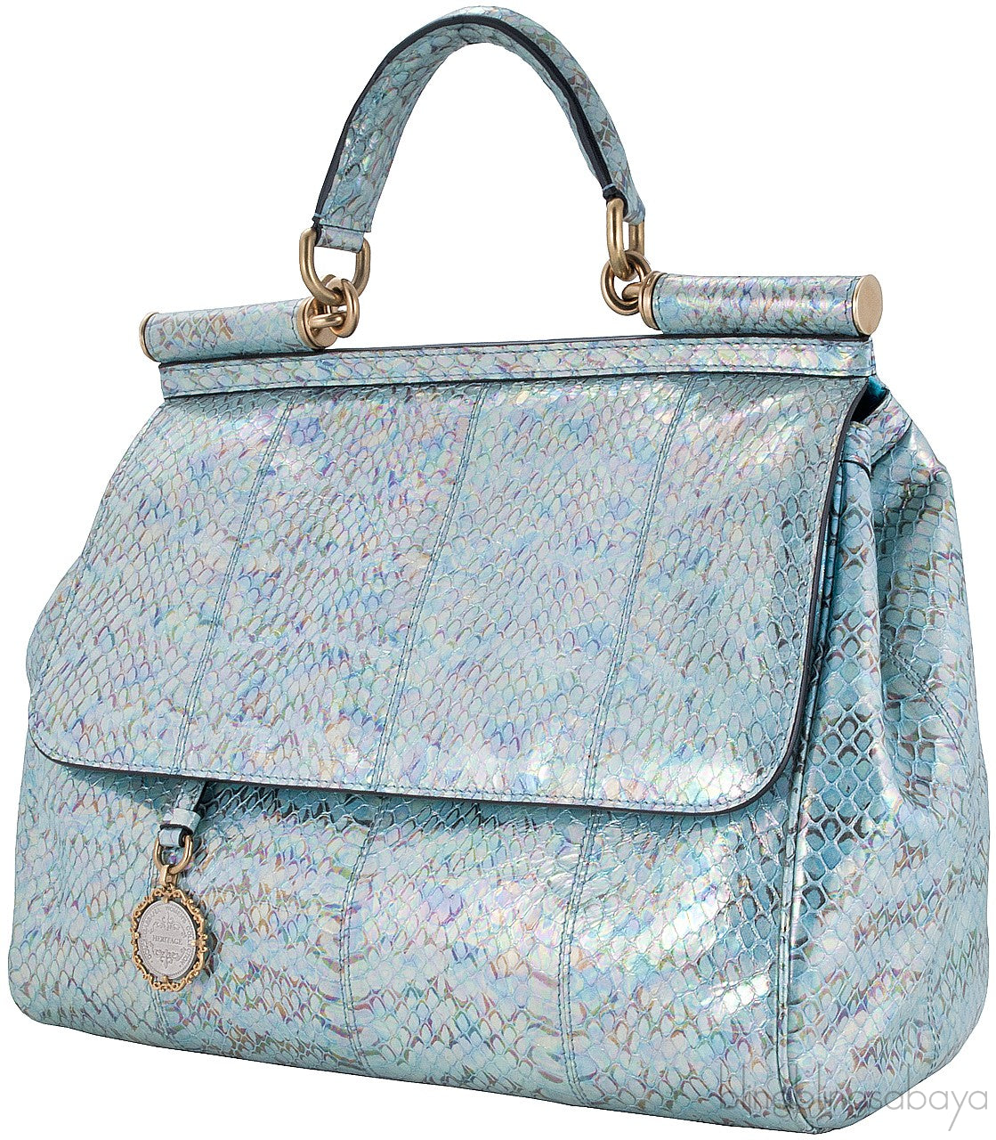 Miss Sicily Blue Watersnake Flap Bag