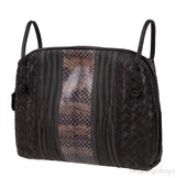 Brown Intrecciato Snakeskin Nodini Crossbody Bag