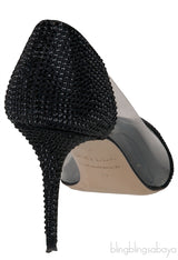 Black Crystal PVC Heels