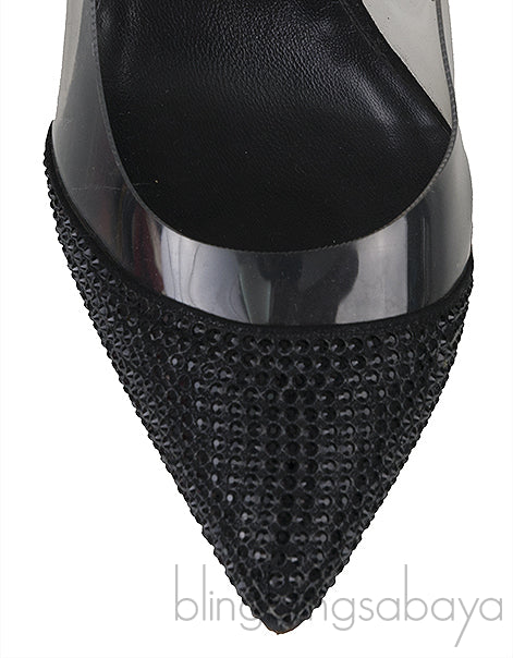 Black Crystal PVC Heels