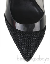 Black Crystal PVC Heels