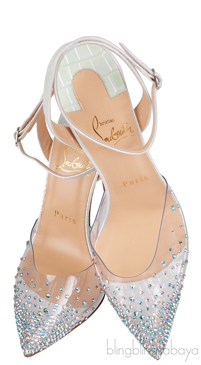 PVC Crystal Croc Print Slingback Heels