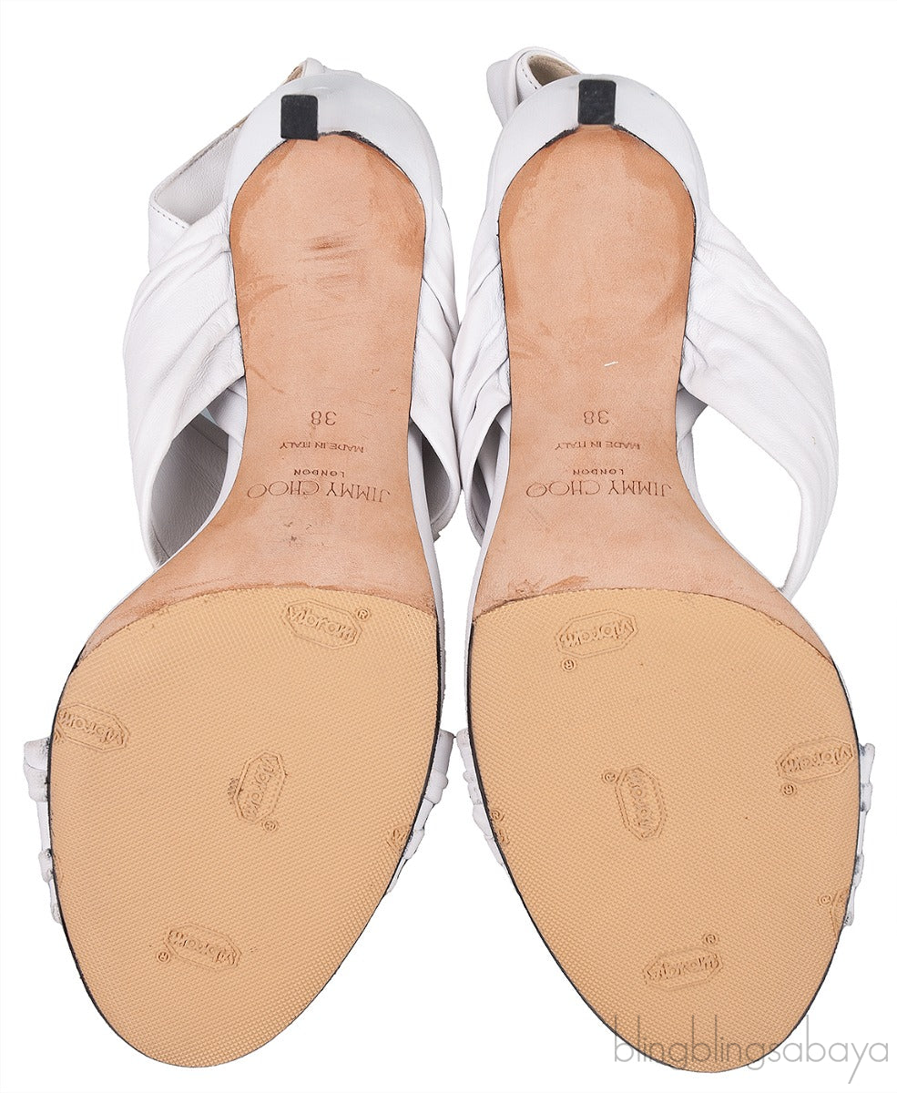 White Leather Slingback Heels