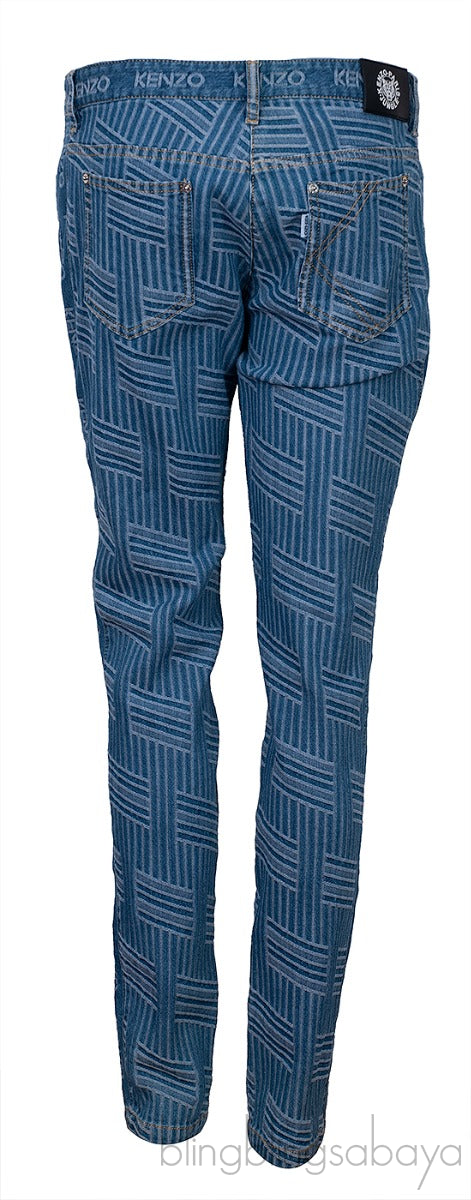 Blue Textured Denim Jeans