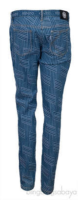 Blue Textured Denim Jeans