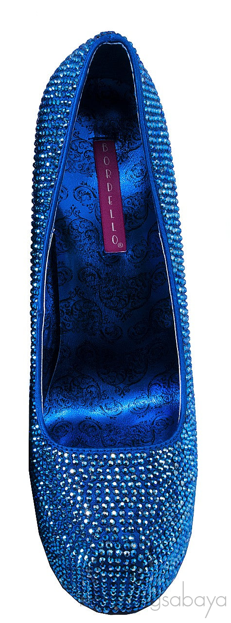 Blue Rhinestone Pump