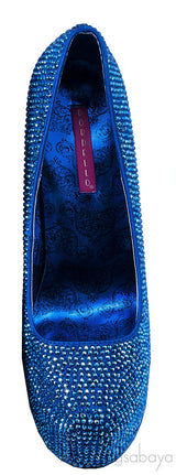 Blue Rhinestone Pump