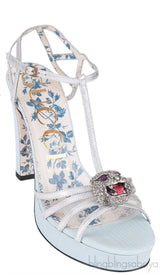 Tiger Head Silver Strappy Sandals