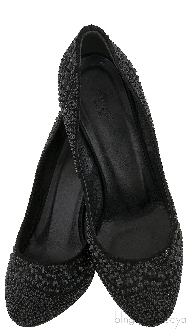 Black Crystal Embellished Heels