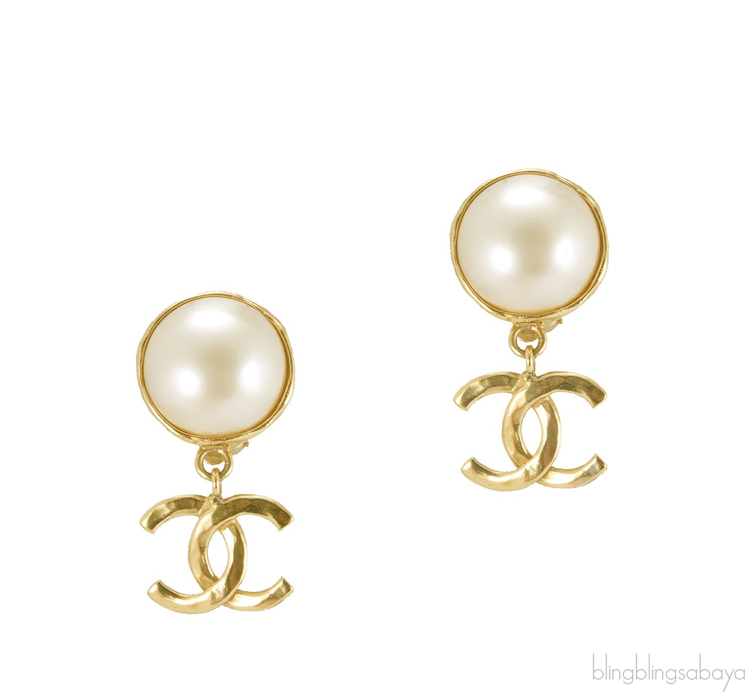 Faux Pearl CC Earrings