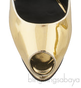 Gold Patent Peep Toe Pump