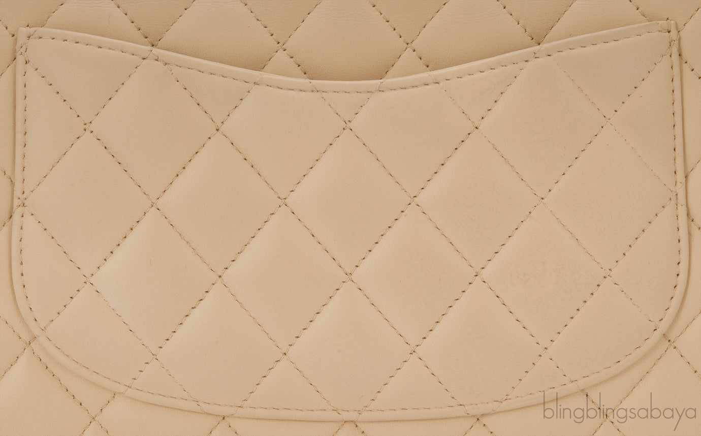 Classic Beige Matte Quilted Flap Bag