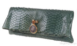Green Python Monete Fold-over Clutch