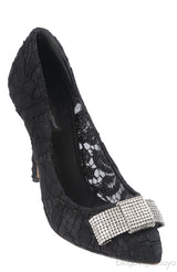 Dolce & Gabbana Black Lace Crystal Bow Heels