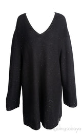 Black Sequin Long Sleeve Knitted Sweatshirt