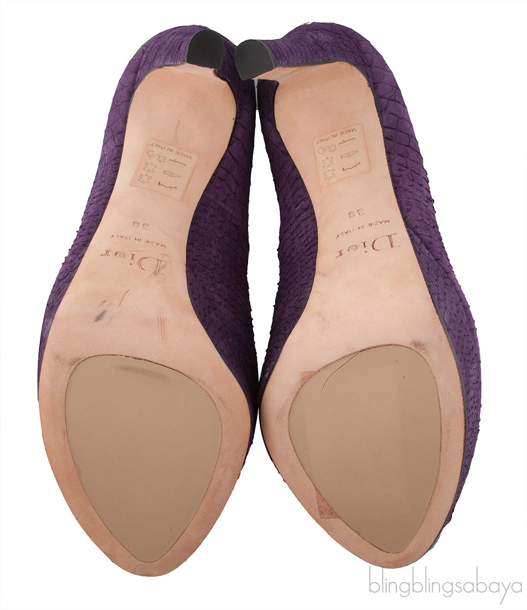 Purple Python Peep Toe Pump