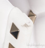 White Candystud Printed Top Handle Bag