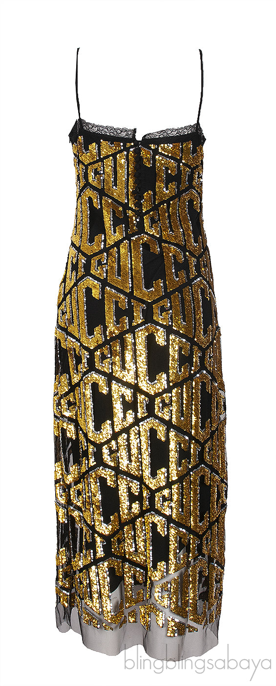 GG Black Sequin Lingerie Dress
